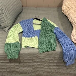 Chunky Knit Color Block Cardigan